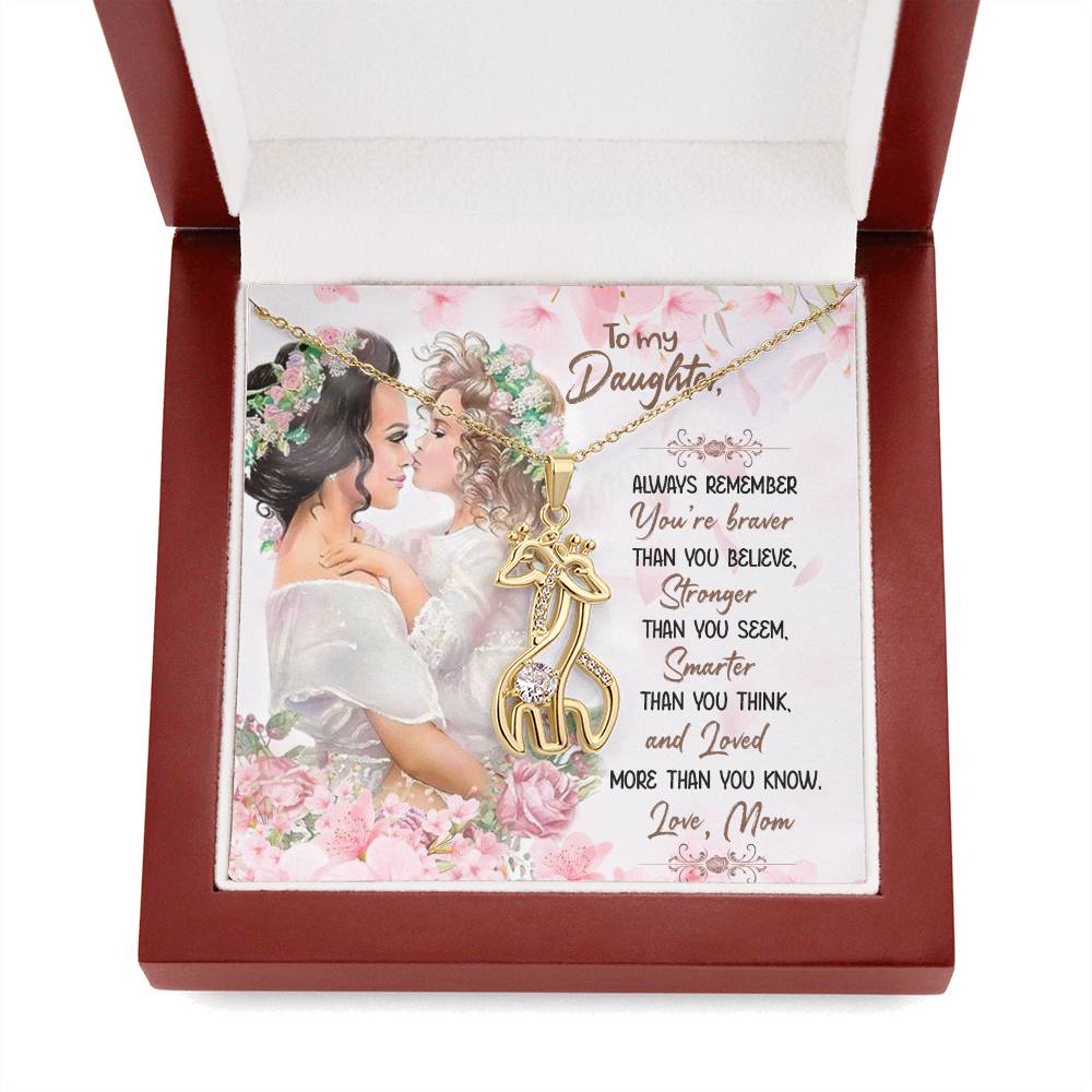 To My Daughter Giraffe Love Pendant Necklace