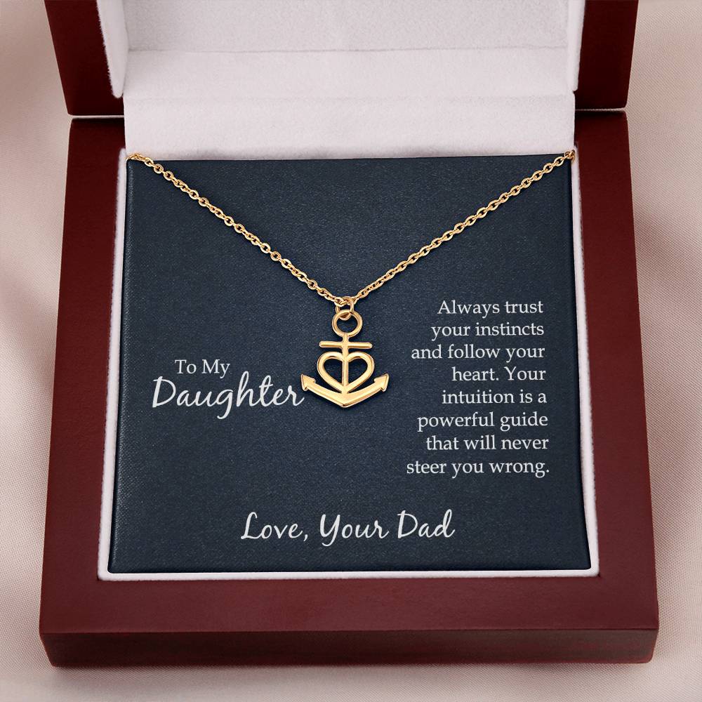 Daughter Anchor Heart Pendant Necklace