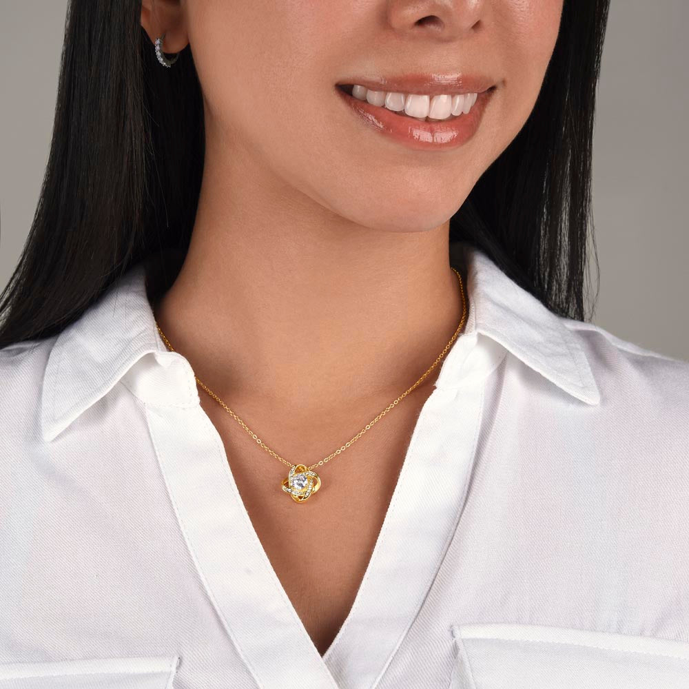 Beautiful Smiling Niece Love Knot Necklace.