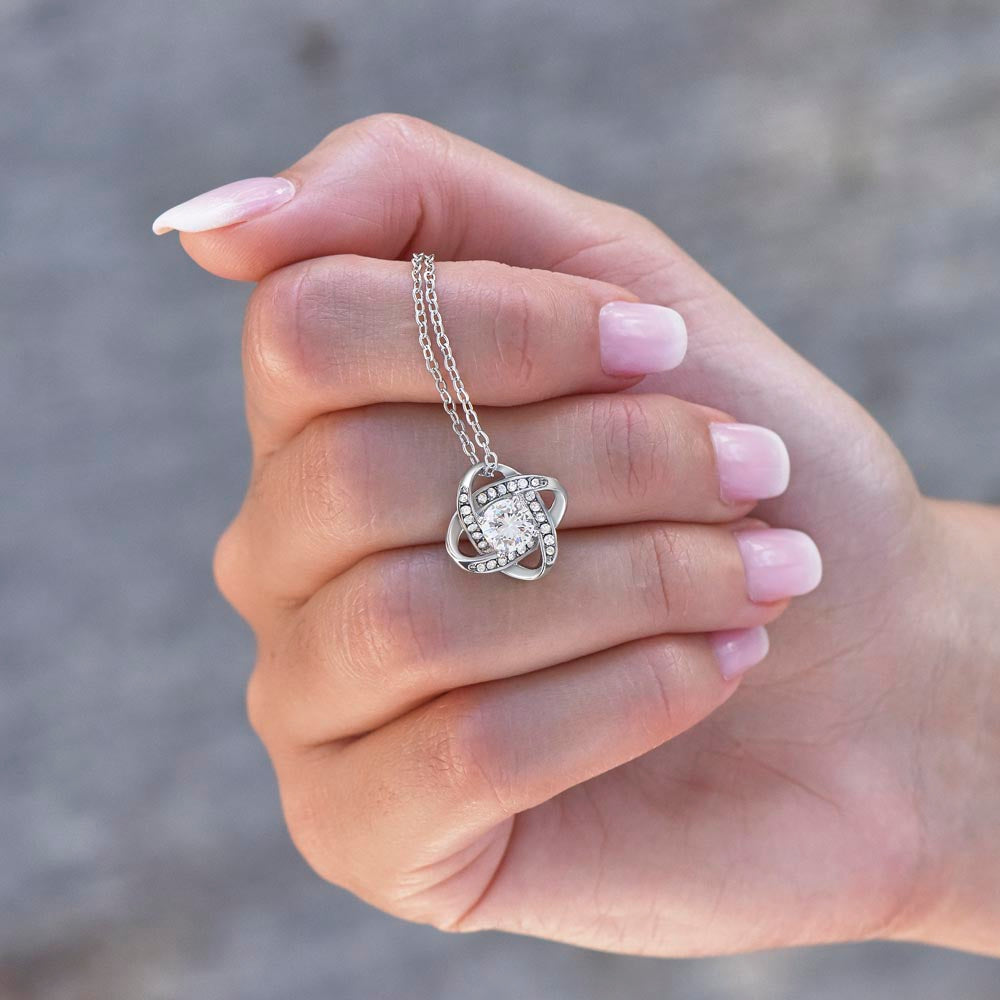 Beautiful Smiling Niece Love Knot Necklace.