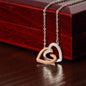 Cubic Zirconia Crystals Interlocking Hearts Necklace