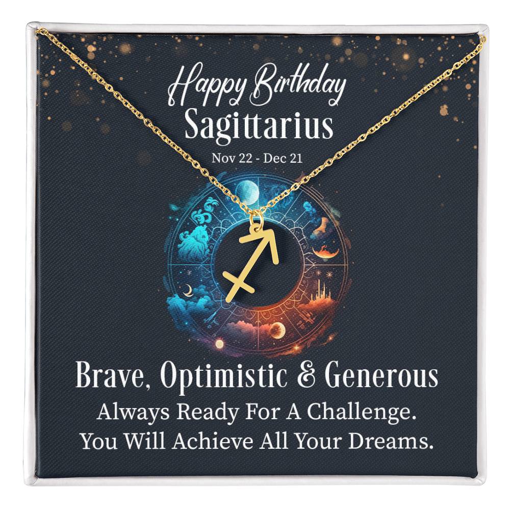 Birthday Brave Optimistic Generous Sagittarius Necklace