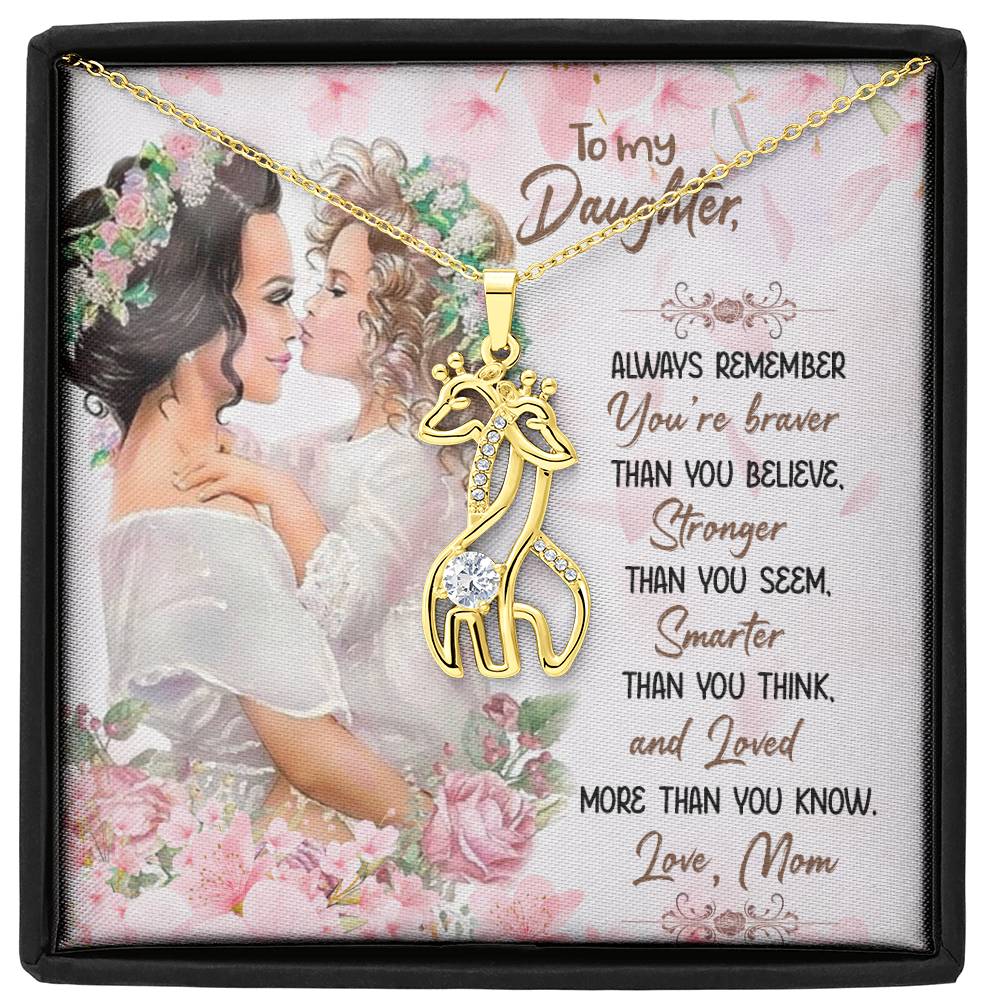 To My Daughter Giraffe Love Pendant Necklace