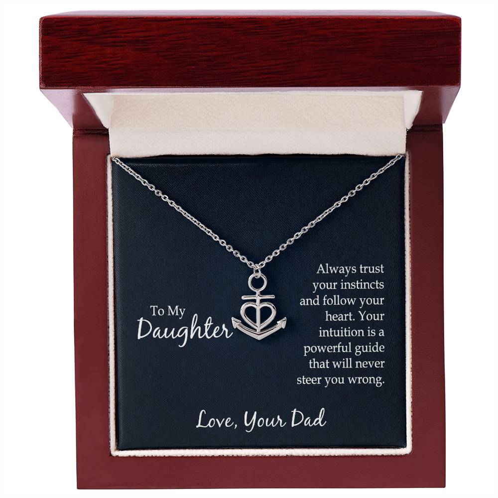 Daughter Anchor Heart Pendant Necklace