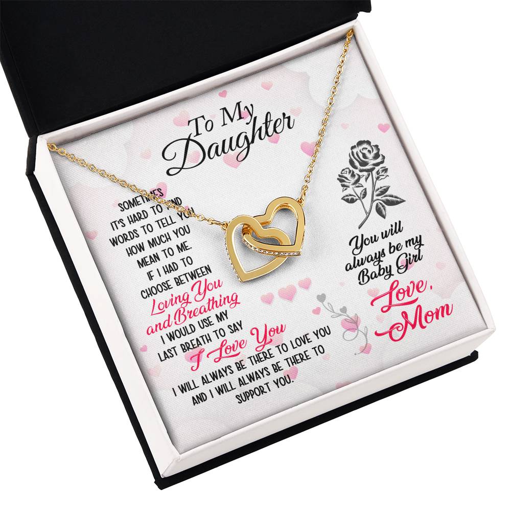 To My Loving Daughter Interlocking Heart Necklace