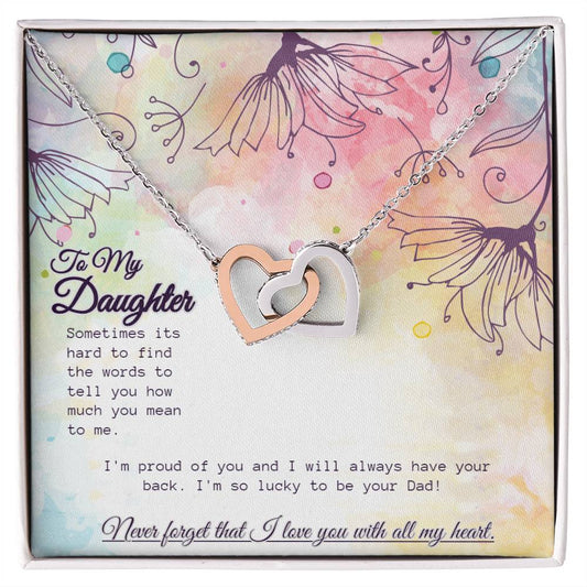 Daughter Double Interlocking Heart Necklace