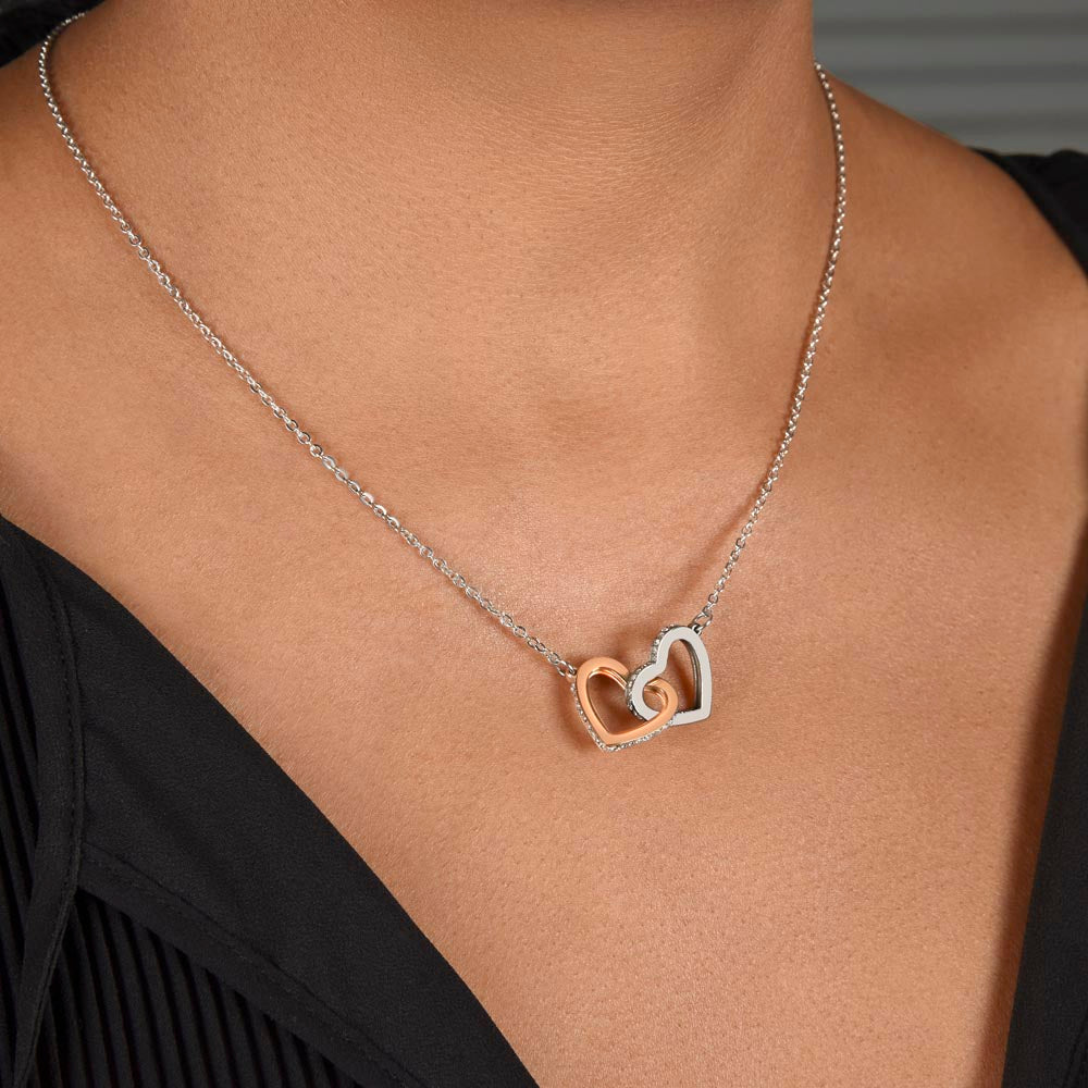 To My Loving Daughter Interlocking Heart Necklace