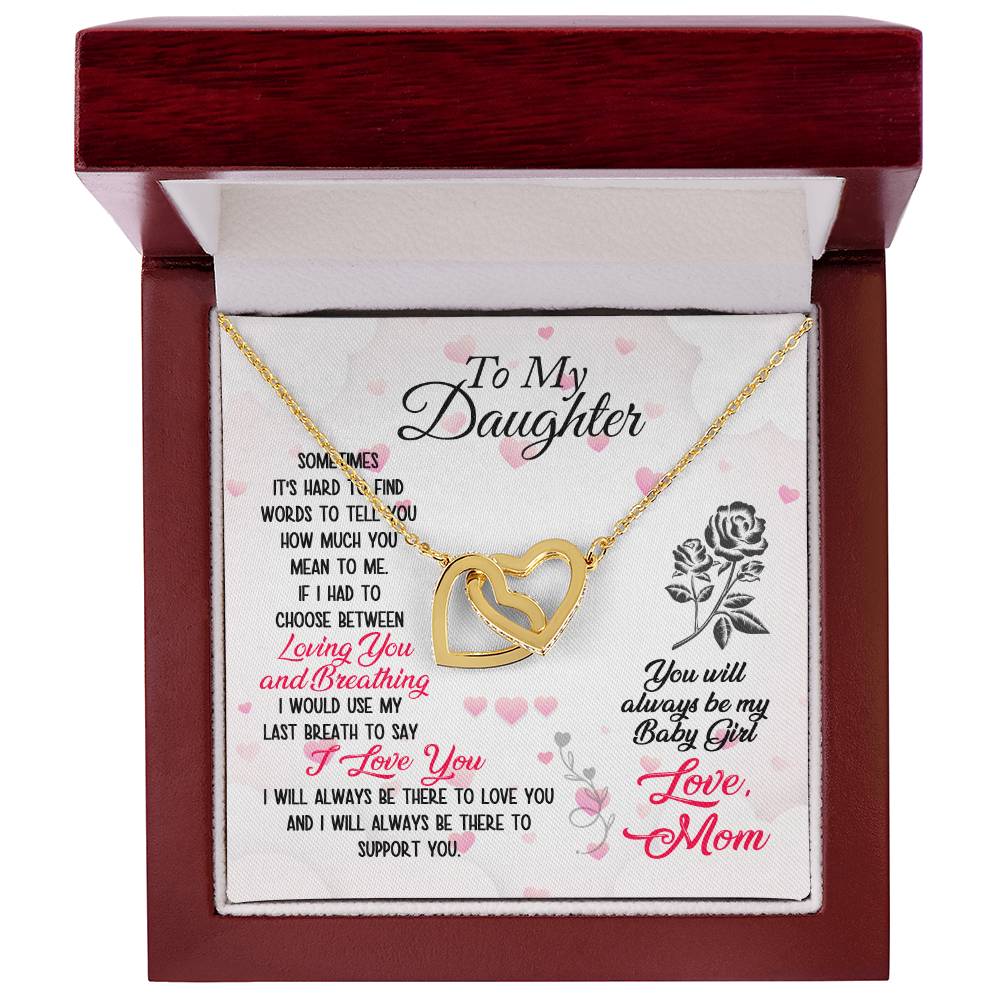 To My Loving Daughter Interlocking Heart Necklace