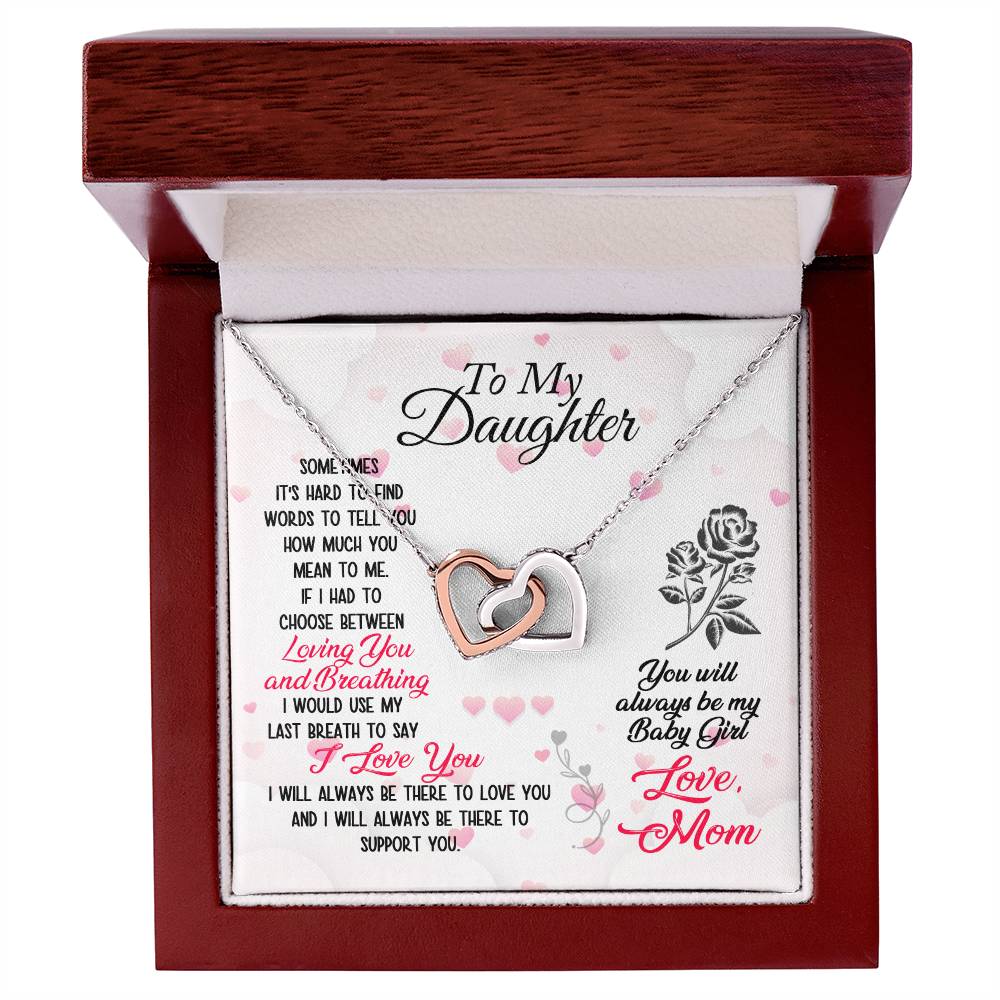 To My Loving Daughter Interlocking Heart Necklace