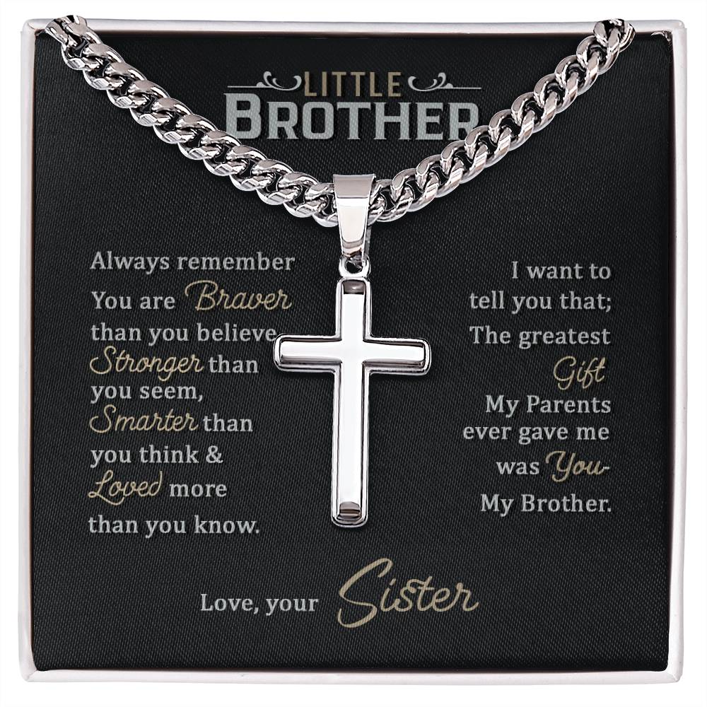 Little Brother Steel Cross Cuban Chain