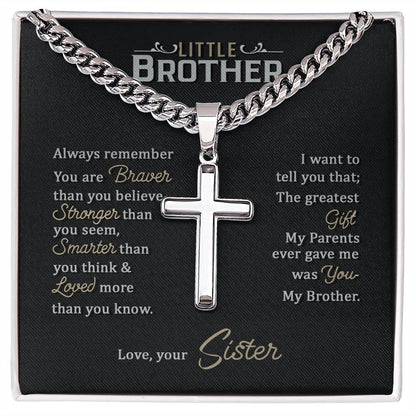 Little Brother Steel Cross Cuban Chain