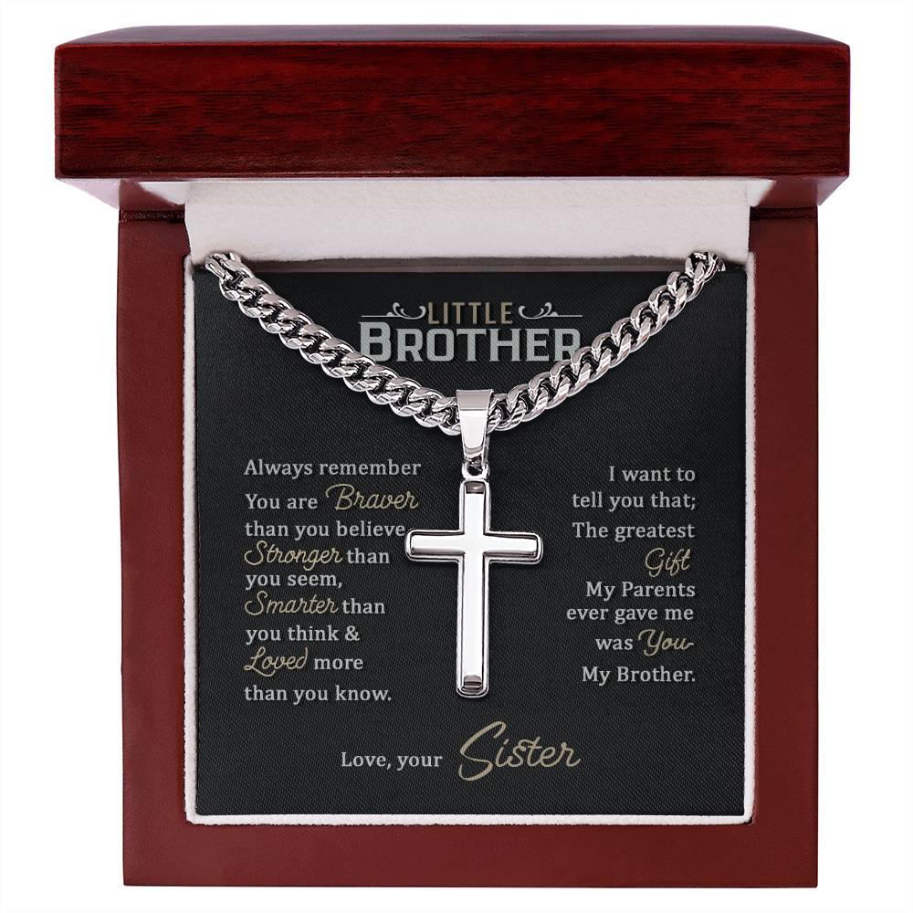 Little Brother Steel Cross Cuban Chain