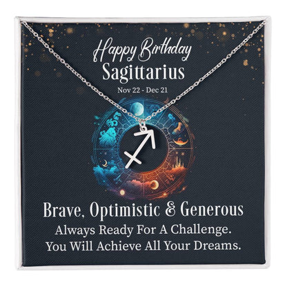 Birthday Brave Optimistic Generous Sagittarius Necklace