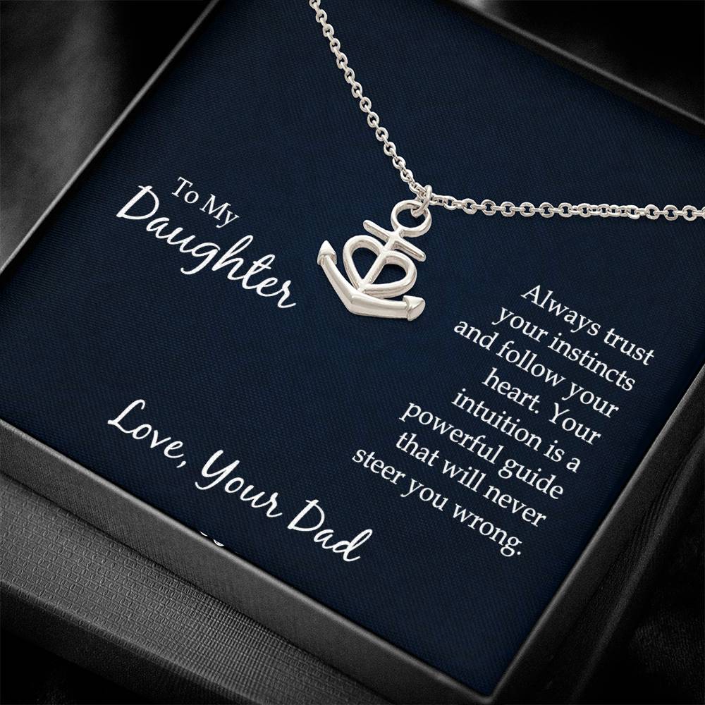 Daughter Anchor Heart Pendant Necklace