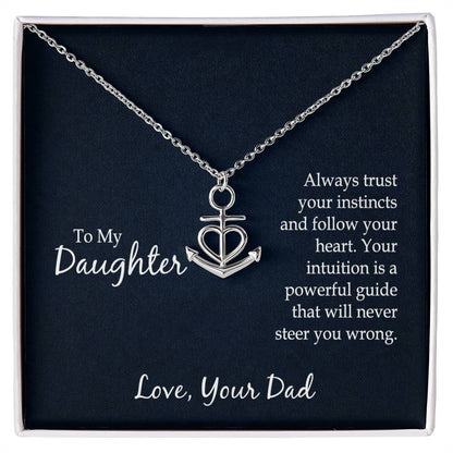 Daughter Anchor Heart Pendant Necklace