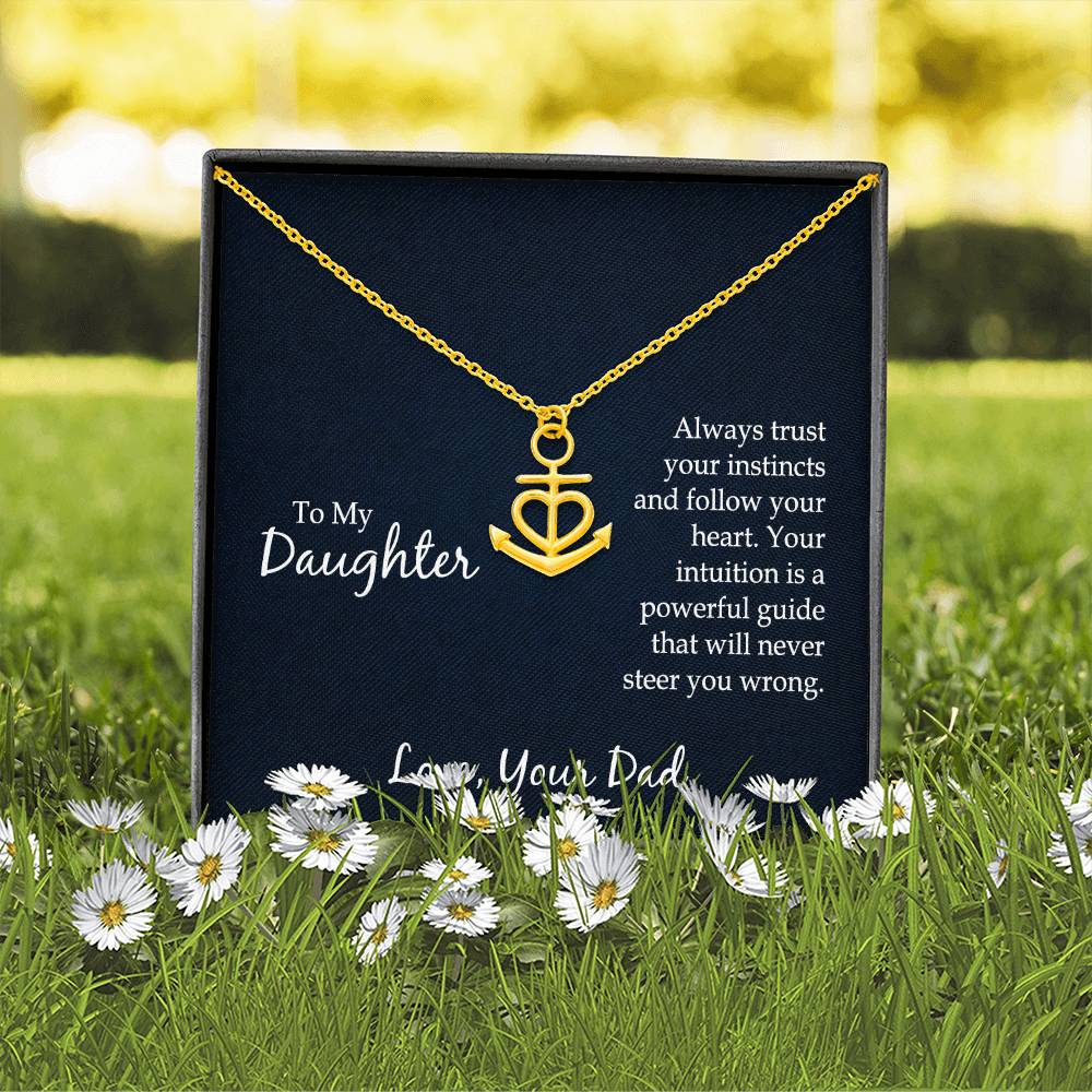 Daughter Anchor Heart Pendant Necklace