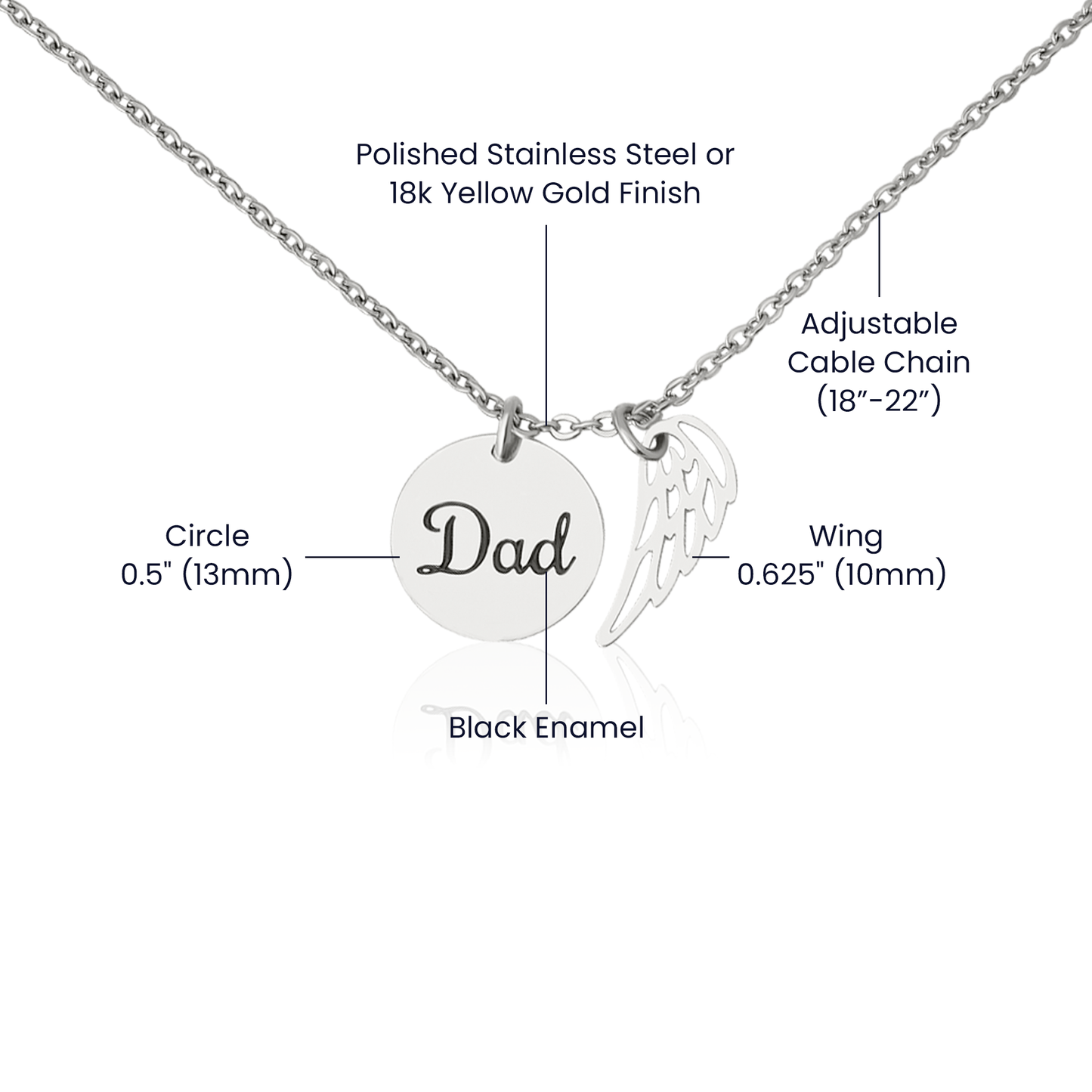 Heaven Hero Dad Memorial Chain