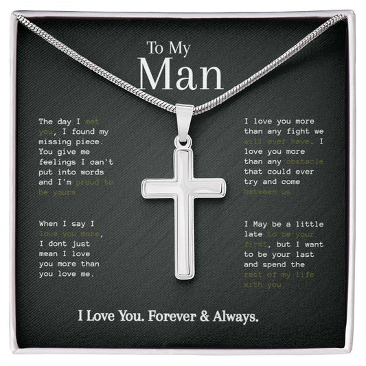 To My Man Steel Cross and  Chain